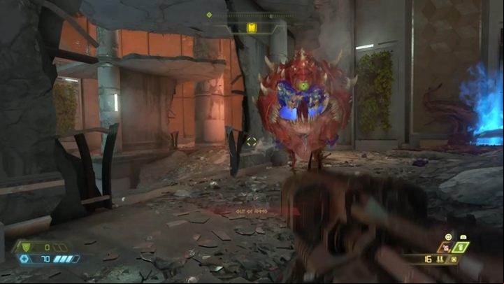 Jump on the pipe at the end of the train to reach the other side - Doom Eternal: Hell on Earth walkthrough - Levels walkthrough - Doom Eternal Guide