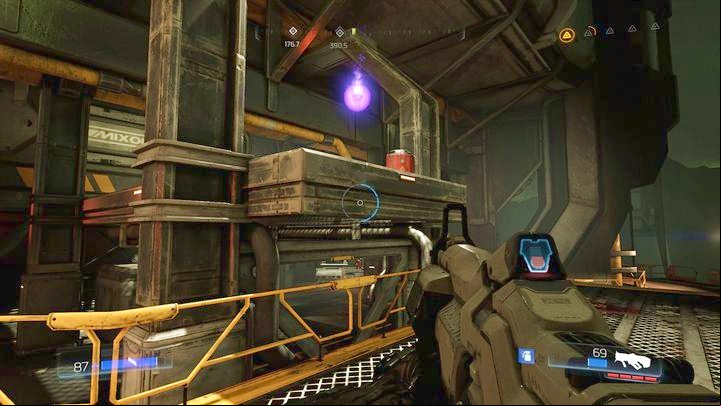 However, if you completed that challenge, then quickly run to the other side of the corridor and pick up the power up which improves your damage four times (Quad Damage) - Doom: Argent Energy Tower Walkthrough - Walkthrough - Doom Game Guide & Walkthrough