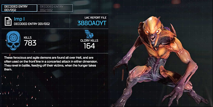 The mastery requires you to kill 20 Imps with an Explosive Shot - All weapons in Doom - Basics - Doom Game Guide & Walkthrough