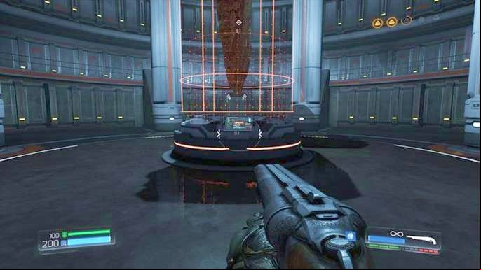 Listen to the long monologue after activating the big stone - Doom: Lazarus Labs Walkthrough - Walkthrough - Doom Game Guide & Walkthrough