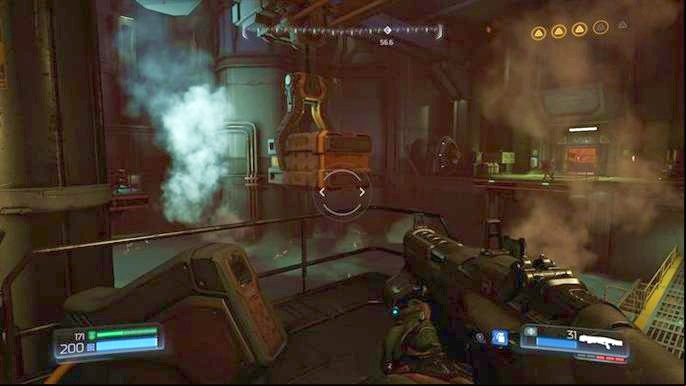 Use the computer ahead of the yellow door after destroying the first Gore Nest - Doom: All secrets in Destroyed Argent Facility - Secrets - Doom Game Guide & Walkthrough
