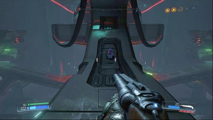 The second collectible (Purpleguy) is hidden under one of two next sidewalks - Doom: All secrets in Argent Energy Tower - Secrets - Doom Game Guide & Walkthrough