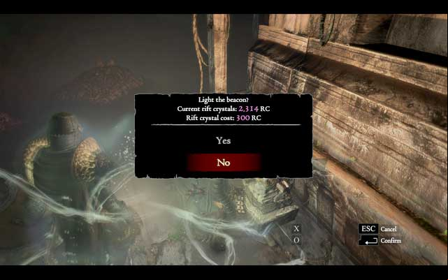 Beacons, the magic lanterns - they give large amount of light and after lighting up the hit enemies with a magic attack - Corridor of the Hallowed - Walkthrough - Dragons Dogma - Game Guide and Walkthrough