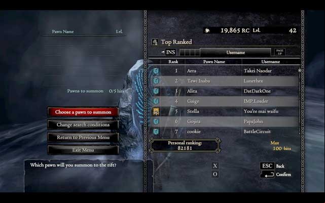 In the Rift you can see the ranking of the best pawns - Pawns online - Pawns - Dragons Dogma - Game Guide and Walkthrough