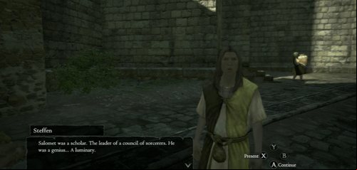 In short: Steffen is looking for a powerful tome - Salomet's Grimoire - A Troublesome Tome - Act I - Dragons Dogma - Game Guide and Walkthrough