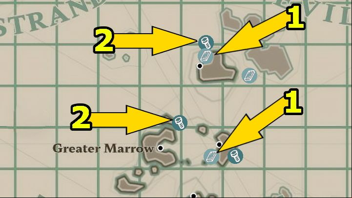 The first part of the quest tasks you with acquiring two pieces of Lumber (#1) and two pieces of Metal Scraps (#2) - Dredge: A Place to Rest - Pursuits - Dredge Guide