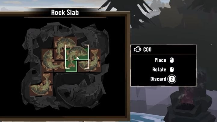 You must arrange the fish so that they cover all the slots in the shrine - Dredge: All Rock Slabs - Secrets and Collectibles - Dredge Guide