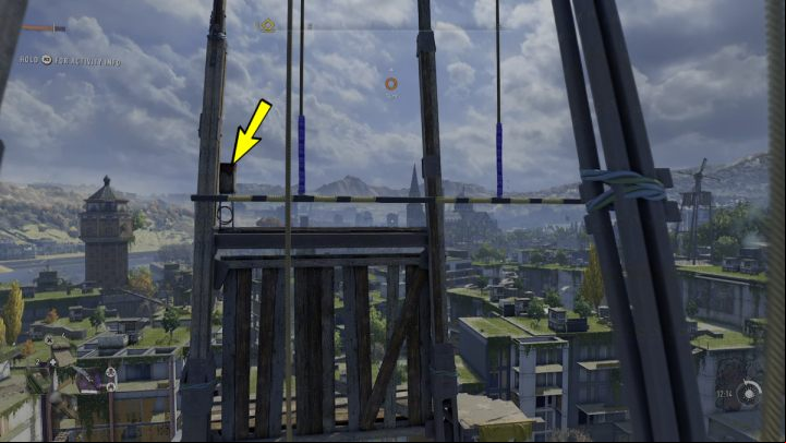 Turn around, wait for the pole to come up, and jump onto the wooden planks - Dying Light 2: The Wharf (Windmills) - list of all - Windmills - Dying Light 2 Guide