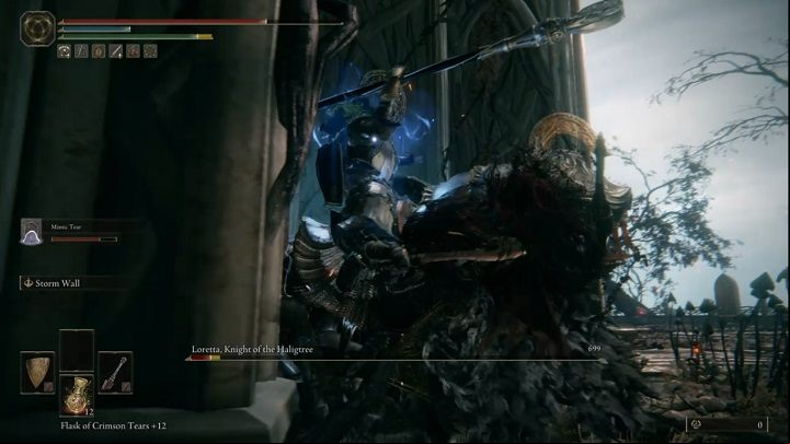 You can also corral the enemy towards the wall - thanks to this, he won't be able to escape your grasp, opening her to your attacks - nevertheless, watch out for smaller projectiles that can still hurt you - Elden Ring: How to beat Loretta, Knight of the Haligtree? - Miquellas Haligtree - Elden Ring Guide