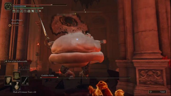 Now the opponent will also attack with his body - Elden Ring: How to beat Godskin Noble? - Volcano Manor - Elden Ring Guide