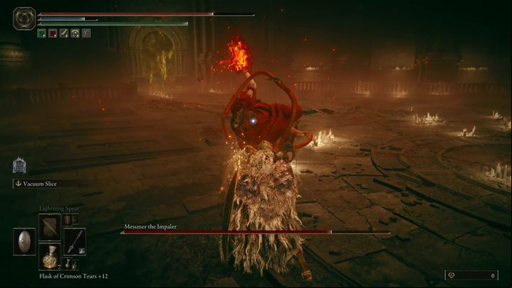 Beware of Messmer's grab - the boss runs towards you with a raised, burning hand - Shadow of the Erdtree: How to beat Messmer the Impaler? - Main bosses - Elden Ring Guide