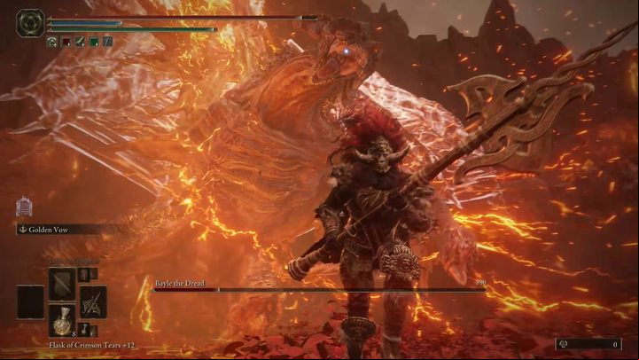 Bayle's last new attack is a charged blow with the massacred wing - electricity will cover his entire body now, not just the wing - Shadow of the Erdtree: How to defeat Bayle the Dread? - Side bosses - Elden Ring Guide