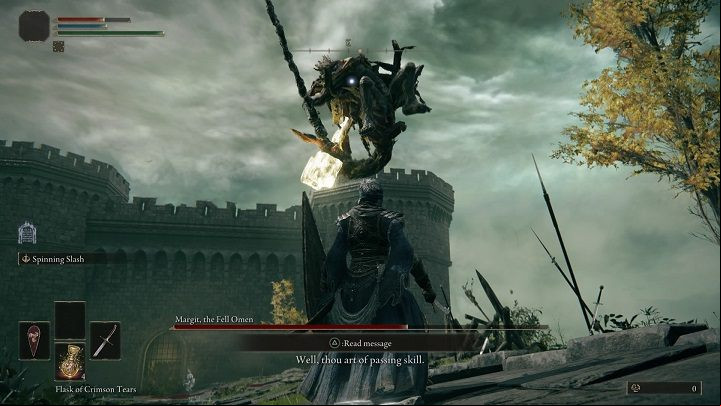 It is best to heal when the enemy is far away and he has just finished throwing daggers - he usually makes this move when there is a long distance between you - Elden Ring: How to beat Margit The Fell Omen? - Stormhill - Elden Ring Guide