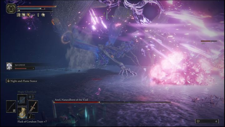 When his health drops to 50%, he will most likely use a meteor shower after teleporting - Elden Ring: How to beat Astel, Naturalborn of the Void? - Lake of Rot - Elden Ring Guide