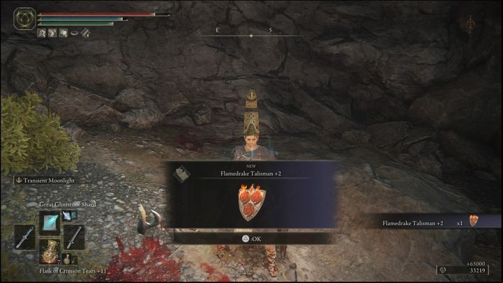 For defeating the second version of the boss, you will receive Red Dragon Talisman 2 Flamedrake Talisman 2, and 65,000 Runes - Elden Ring: How to beat Beastman of Farum Azula? - Limgrave - Elden Ring Guide