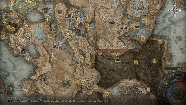 This Site of Grace is located at the end of a side path leading through the forest - Shadow of the Erdtree: All Sites of Grace in main regions map - Secrets and Collectibles - Elden Ring Guide