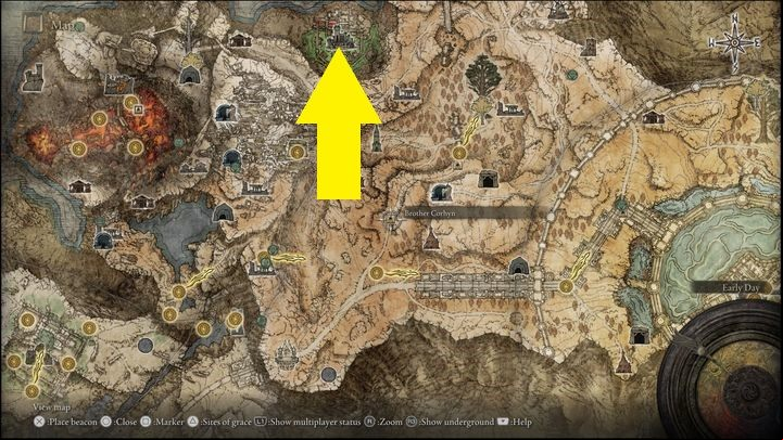 Head north through the canyon in the Altus lowlands - Elden Ring: Millicent and Gowry questline - walkthrough - Quests - Elden Ring Guide