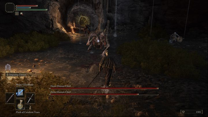 The boss is very aggressive, so you won't have much time to use spells - Elden Ring: How to beat Demi-Human Chief? - Limgrave - Elden Ring Guide