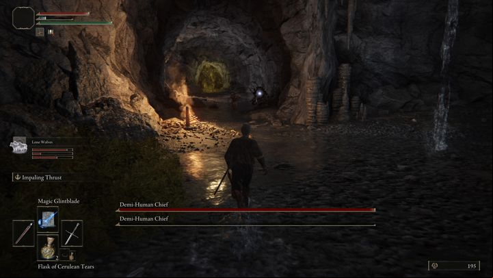After you defeat one of the Chiefs, the next one will be farther in the cave - Elden Ring: How to beat Demi-Human Chief? - Limgrave - Elden Ring Guide