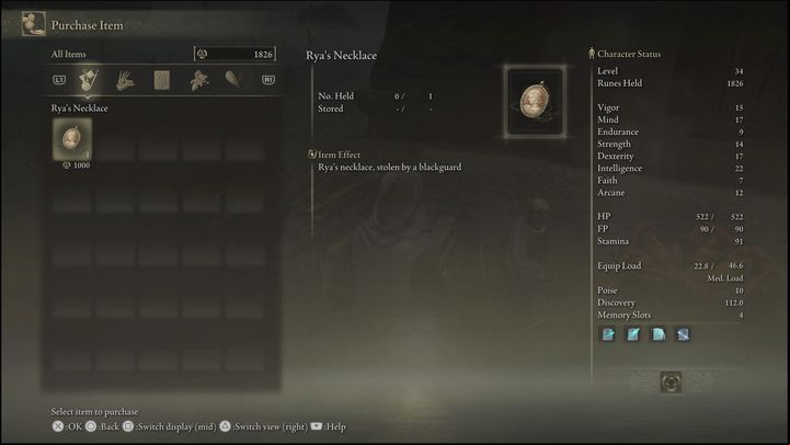 Once you got the necklace (you need to purchase it) and restart the location, you'll receive the ability to buy Boiled Prawns from him - Elden Ring: Dung Eater / Blackguard Boggart questline - walkthrough - Quests - Elden Ring Guide