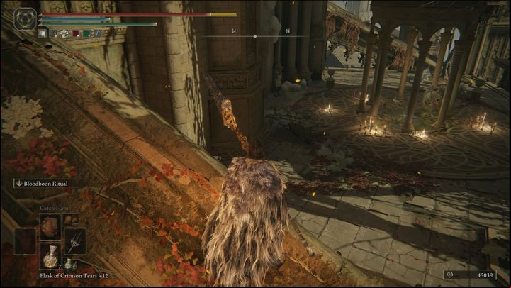 Jump on the column and jump down from it to a platform shown in the screenshot - Elden Ring: Dung Eater / Blackguard Boggart questline - walkthrough - Quests - Elden Ring Guide