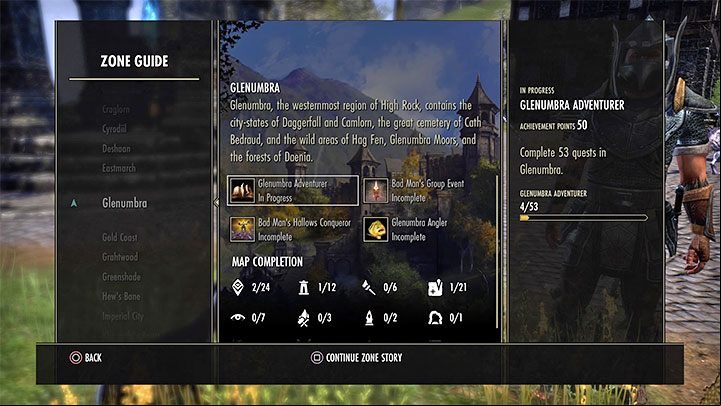 Zone Guide is a very helpful tool in tracking your progress in all the major regions of the game world - ESO: Activities, instances in the game - types, list - Game guide - The Elder Scrolls Online Guide