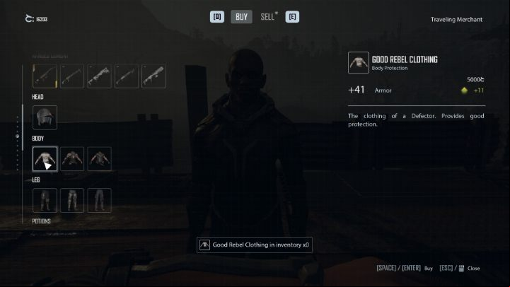 The best, but also the most expensive, option to buy is the Good Rebel Kit, which grants 74 armor points - Elex 2: Best starting armor - where to find, how to get? - Basics - Elex 2 Guide