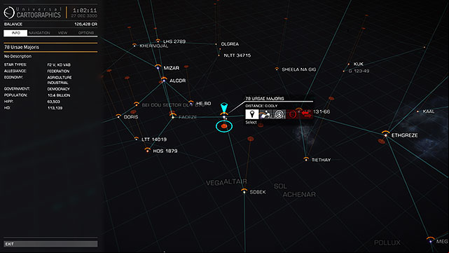 The first thing you will see after turning on the map (Connecting the M button is suggested as by default the map can be open only by using the left s navigation bookmark) is a rather small area of the system that surrounds you and the key with the description - Galaxy Map - Travelling - Elite: Dangerous - Game Guide and Walkthrough