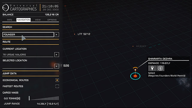 Another useful function which can be found in the navigation bookmark is the search - Galaxy Map - Travelling - Elite: Dangerous - Game Guide and Walkthrough