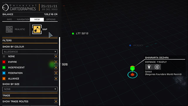 Other view that can be displayed is the map - Galaxy Map - Travelling - Elite: Dangerous - Game Guide and Walkthrough