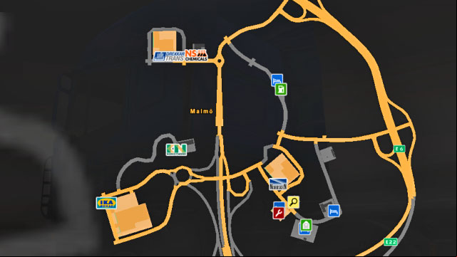Map of the city. - ETS 2: Scandinavia - Sweden (part 2) | Cities - Cities - Euro Truck Simulator 2: Scandinavian Expansion Game Guide