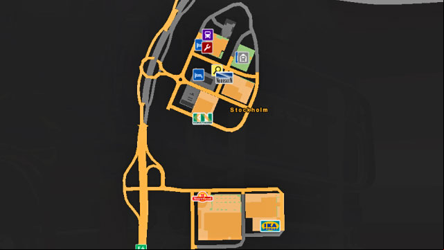 Map of the city. - ETS 2: Scandinavia - Sweden (part 2) | Cities - Cities - Euro Truck Simulator 2: Scandinavian Expansion Game Guide