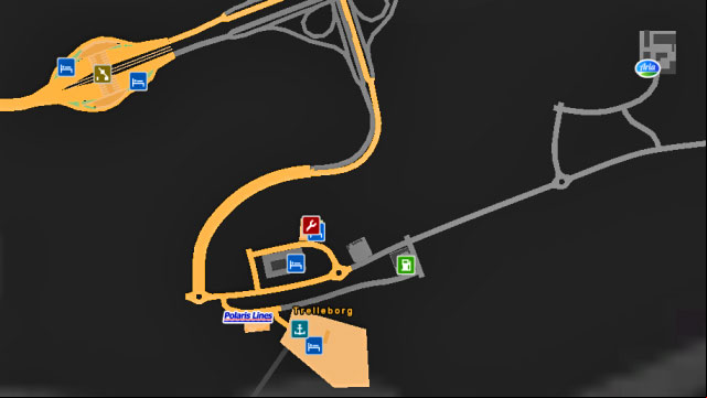 Map of the city. - ETS 2: Scandinavia - Sweden (part 2) | Cities - Cities - Euro Truck Simulator 2: Scandinavian Expansion Game Guide