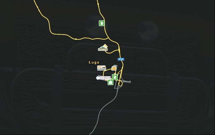 A map of Luga. - Russia in Euro Truck Simulator 2 Beyond the Baltic Sea - New cities - Euro Truck Simulator 2 Game Guide