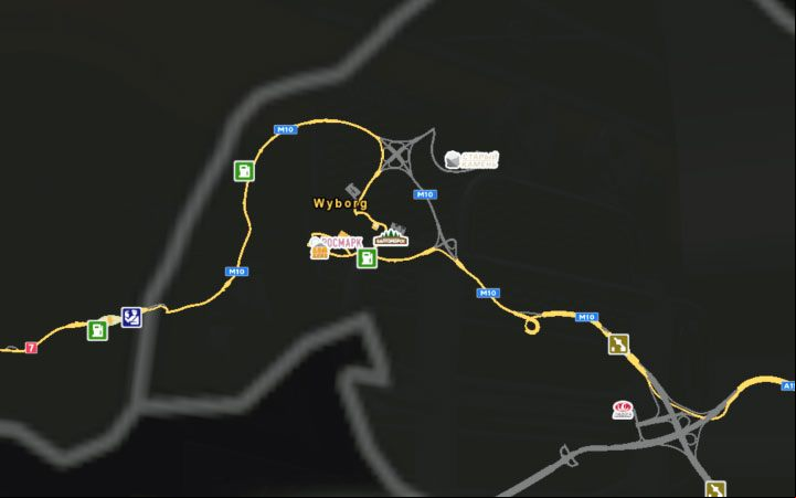 A map of Vyborg. - Russia in Euro Truck Simulator 2 Beyond the Baltic Sea - New cities - Euro Truck Simulator 2 Game Guide