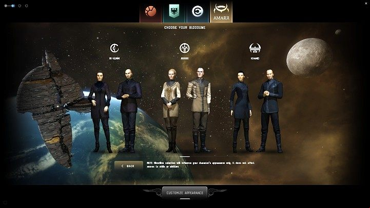 First, you need to create a new character belonging to one of the four main factions (empires) of EVE Online: Amarr, Caldari, Gallente, Minmatar - EVE Online: How to play - step by step - Basics - EVE Online Guide