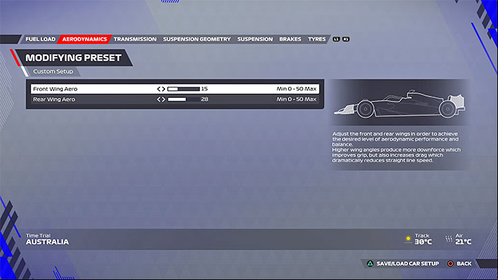 You can make changes in 6 categories - F1 22: Car setups - are they worth changing? - Configurations - F1 22 Guide
