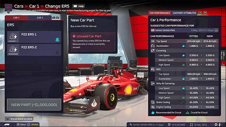 The ERS is one of three main car parts which degrade over time - F1 Manager 2022: ERS (Energy Recovery System) - how does it work and how to use? - FAQ - F1 Manager 2022 Guide