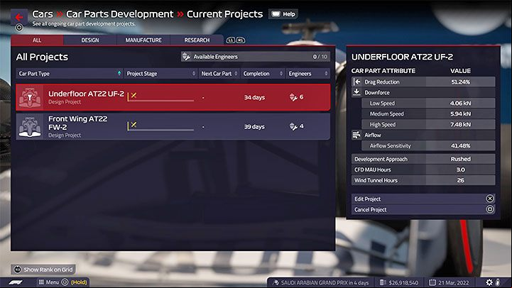 How to unlock: Design a car part - F1 Manager 2022: Trophies / Achievements - list of all, trophy guide - Appendix - F1 Manager 2022 Guide