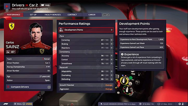Each driver in F1 Manager 2022 is described by two grades - F1 Manager 2022: Hiring drivers - statistics, contracts - Basics - F1 Manager 2022 Guide