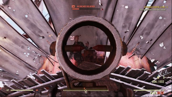 There are a dozen enemies on the Mezzanine level at the Top of the World. - Fallout 76 Wastelanders: Strange Bedfellows walkthrough - Walkthrough - Fallout 76 Guide