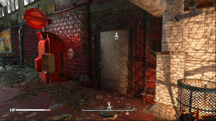 On the right you will find a door leading out of Thameshaven (picture above) - Fallout London: How to exit Thameshaven Market? - Quests - Fallout London Guide