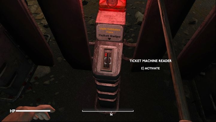You must approach the red active gate (all others are inactive) and interact with the ticket machine reader (screenshot above) - Fallout London: How to get a ticket to the subway gate? - Quests - Fallout London Guide