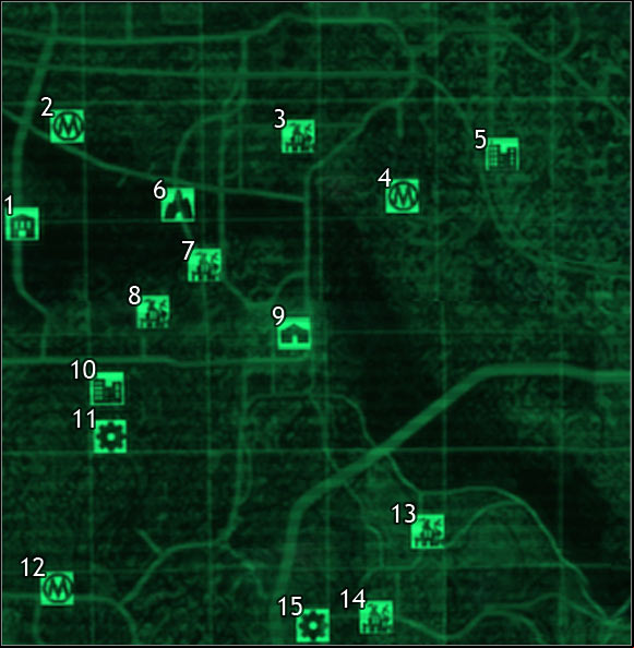 Map legend - Fallout 3: Sector 5, sector 6, maps of the world - Maps of the world - Fallout 3 Game Guide