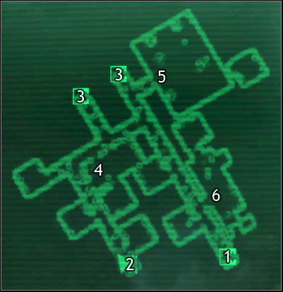 Map legend: 1 - door to Rivet City market - Fallout 3: Rivet City, detailed maps - Detailed maps - Fallout 3 Game Guide