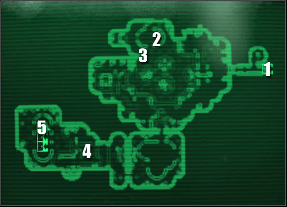 Map legend: 1 - ageway to: Experimentation Lab - Main quests - QUEST 3: This Galaxy Aint Big Enough... - part 2 - Main quests - Fallout 3: Mothership Zeta - Game Guide and Walkthrough