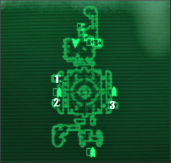 Map legend: 1 - ageway to: Engine Room - Main quests - QUEST 2: Among The Stars: Secondary locations - part 1 - Main quests - Fallout 3: Mothership Zeta - Game Guide and Walkthrough
