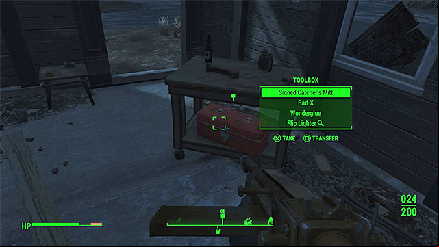 The mitt is located in a small building at the water - Fallout 4: Out in Left Field - Side quests in Diamond City - Fallout 4 Game Guide & Walkthrough