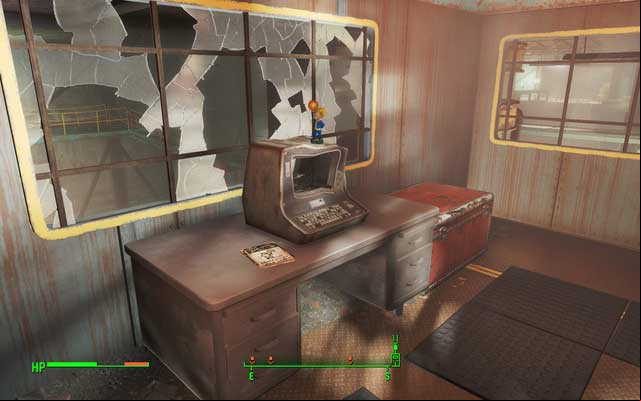 The bobblehead and magazine lying on the desk in the office - Fallout 4: Longneck Lukowskis Cannery - Salem - Sector 3 - Fallout 4 Game Guide & Walkthrough