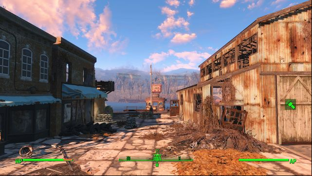 The marina consists of three small buildings at the riverside - Fallout 4: Egret Tours Marina - Southern Boston - Sector 9 - Fallout 4 Game Guide & Walkthrough